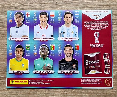 PANINI Lionel Messi Bellingham 2022 Qatar World Cup Uncut sticker sheet - MINT