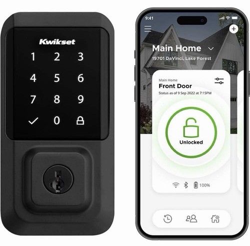 Kwikset HALO Matte Black WiFi Touchscreen Keypad Smart Lock Deadbolt SmartKey