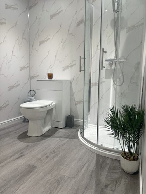 White Marble Matt Bathroom Wall Panels Shower Cladding PVC Kitchen Ceiling