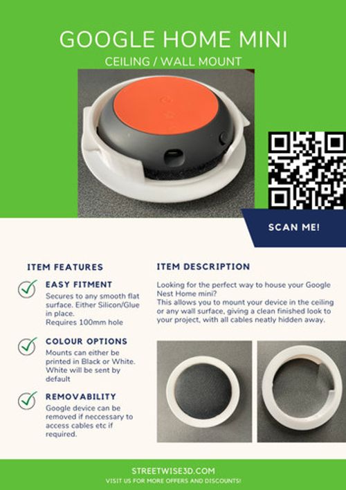 Google Home Mini Ceiling Mount / Wall Mount Google Nest Home - New Version.
