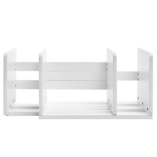 Expandable Wood Desktop Bookshelf / Adjustable Storage Organizer Rack, White — image 5