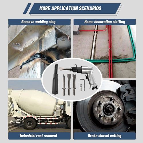 Air Pneumatic Gun Needle Scaler w/ 4 Hammer Chisel Kit Rust Weld & Paint Remover — image 8
