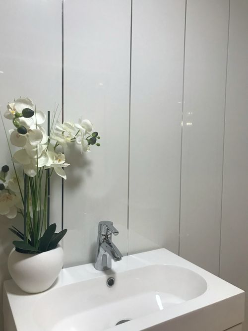 10 Gloss White Chrome Inset Bathroom Ceiling Panels Shower Wall Cladding PVC   — image 11