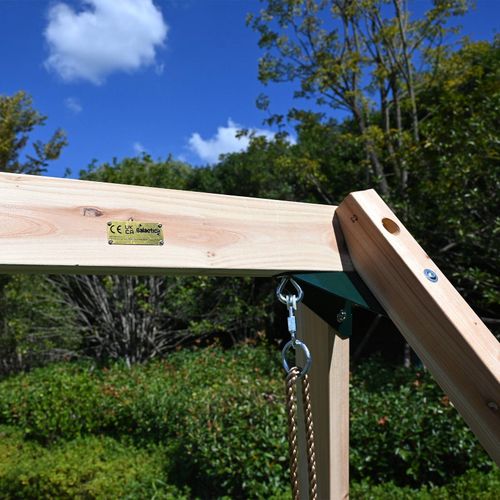 GALACTICA Outdoor Wooden Frame Single Plastic Swing, Garden Swing for Kids Play — image 6