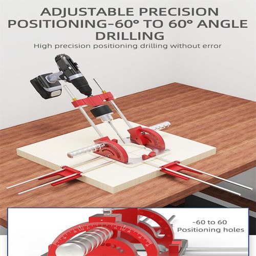 Multi-Angle Drill Guide w/Handles Hole Punch Locator Adjustable Drilling Height  — image 4