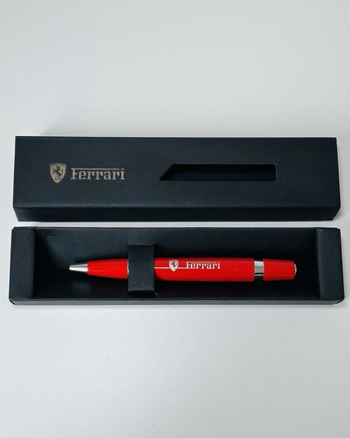 Ferrari Scuderia Red Ballpoint Pen with Gift Box Metal Clip Chrome Trim — image 1