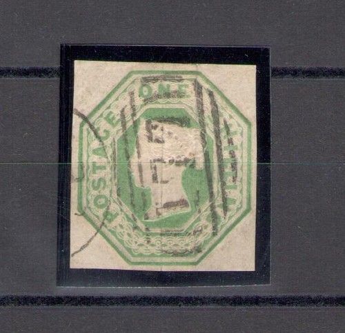 1847-54 GREAT BRITAIN, Stanley Gibbons No. 10, 1 Shilling, Pale Green, Used - Ca