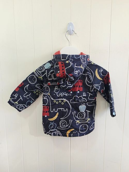 George 3-6 months boys shower proof jacket dinosaur cars print — image 3