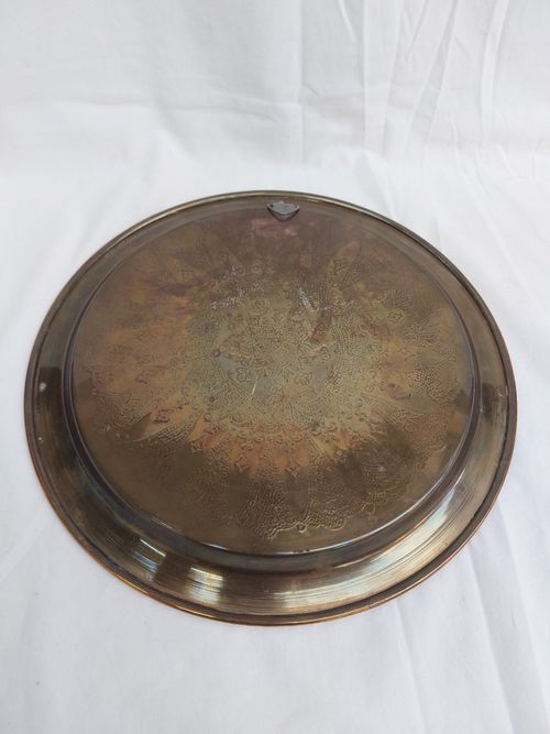 Antique Eastern Brass Tray with Caligraphy ~ Brass on Copper ~ Hand decorated — image 5