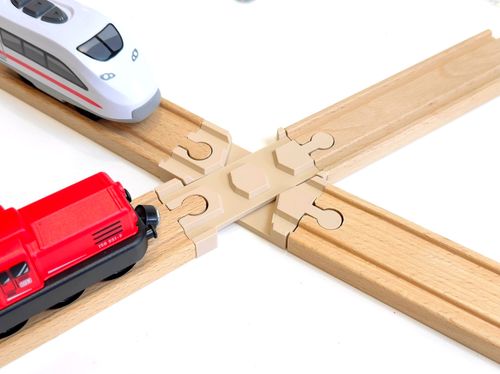 8pc Wooden Train Track Expansion Pack Flexi Track Junctions Connectors Fits Brio — image 3