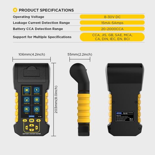 Car Battery Load Tester with Printer 12V 24V Digital Analyzer Charging Cranking  — image 16
