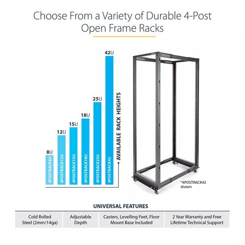 StarTech 18U 4-Post Server Rack, 19in Open Frame Rack with 40in (101cm) Mount... — image 6