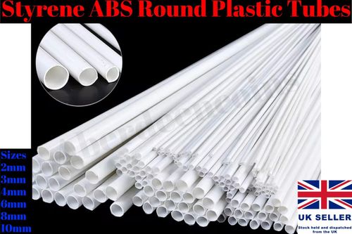 White ABS Round Hollow Plastic Pipe Tube Architectual Model Layout Bridge Train — image 1