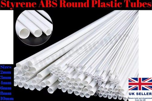 White ABS Round Hollow Plastic Pipe Tube Architectual Model Layout Bridge Train