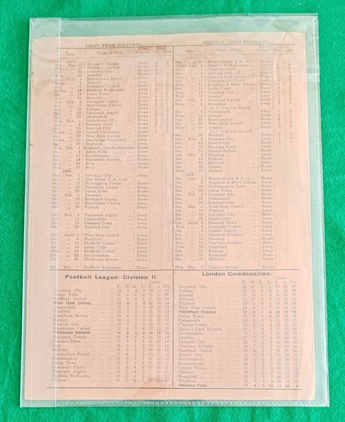 Tottenham Hotspur V West Ham United Football Programme Good Quality 1937/38 Div2 — image 4