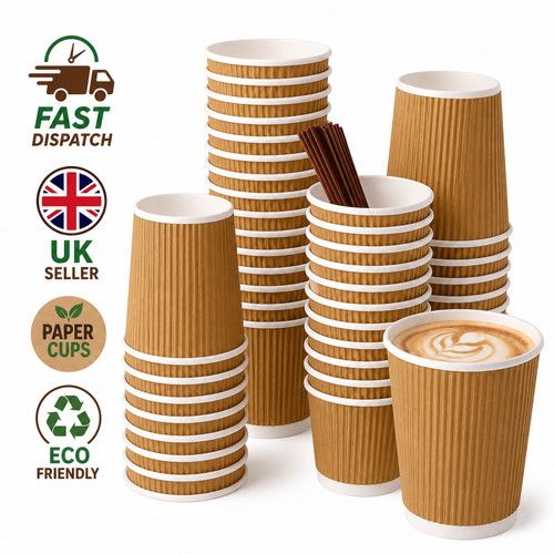 Brown Ripple Triple Wall Paper Coffee Cups 4oz 8oz 12oz 16oz Hot Drink Cups