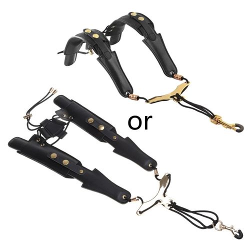 Saxophone Shoulder Neck Strap Adjustable Sax Black Double Shoulder Strap Harness — image 1