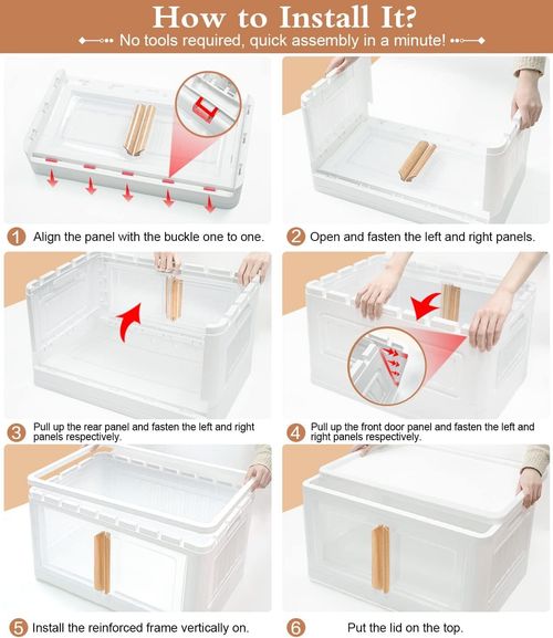Collapsible Storage Bins with Lids 8.4Gal Stackable Fold Storage Box with Wheels — image 3