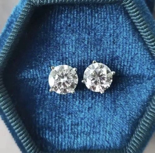 1ct Earrings White Gold Test Pass Lab-Created Diamond VVS1/D/Excellent