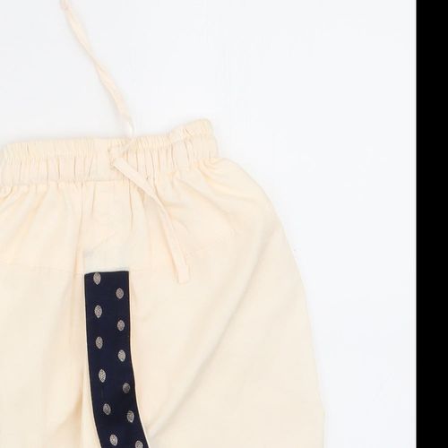 Preworn Girls Jogger Trousers Size 9-12 Months Ivory Elastic Waist — image 4