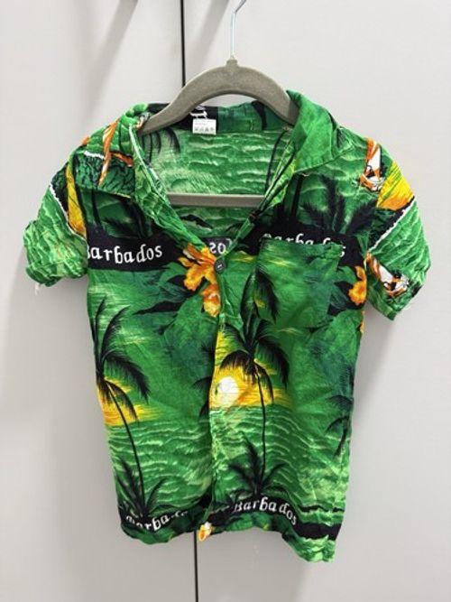Vintage Hawaiian boys shirt  100% rayon Barbados floral tropical