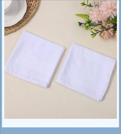 12PCS Mens Large White Square Handkerchief Soft Cotton Hankies Hankerchiefs AA — image 6