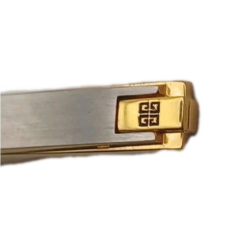 Givenchy Tie Clip Bar Brushed Steel Gold Tn Vintage Mens Gift Boxed — image 13