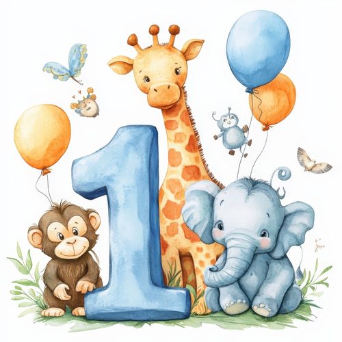 Wrapping Paper Blue 1st Birthday Personalised Name Safari Baby Boy Gift Wrap — image 6