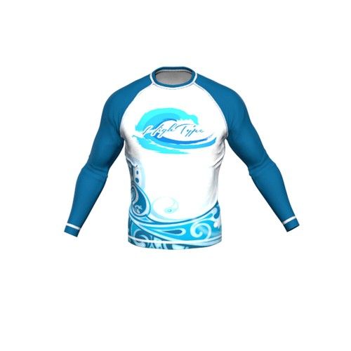HighType Blue Wave Long Sleeve Rash Guard Surfing, Beach Sports