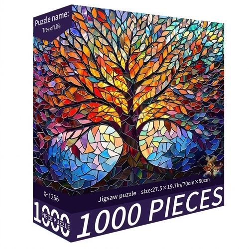 1000 Pieces Stained Glass Jigsaw Puzzle, Beautiful Tree of Life Art Puzzles — image 13