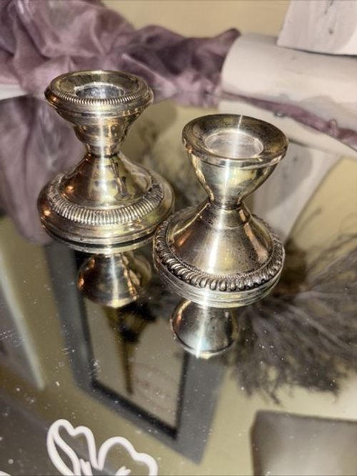 VTG Sterling Silver .925 Candle Stick Holders Concentric Circle/Duchin Creation