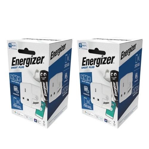 TWIN PACK ENERGIZER SMART WIFI PLUG UK 3 PIN with Remote Access & Voice Control