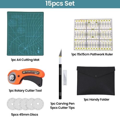Rotary Cutter Set Quilting Kit 45mm Fabric Cutters Set A4 Cutting Mat Crafts DIY