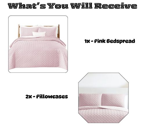 3 Pcs Quilted Reversible Bedspread Bed Throw Single Double King Size Bedding Set — image 9