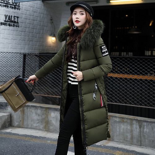 Women's Winter Slim hooded Long Padded jacket Cotton jacket Warm Coat Parka UK