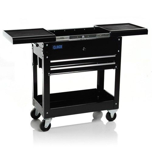 SGS Tool Cart Trolley & Workstation w/ 2 Drawers For Workshop Garage & Crafts