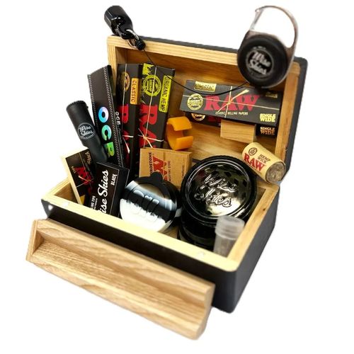Black RAW OCB Rolling Box Set Stash Box Loaded Rolling Papers Wooden Box — image 7