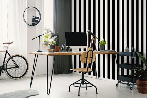 Superfresco Easy Monochrome Wallpaper |  Black/White Striped — image 2