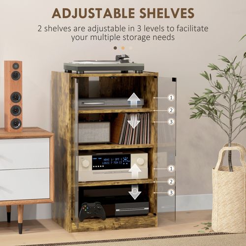 4 Tier Hi Fi Stand Record Player Stand with Adjustable Shelves Rustic Brown — image 4