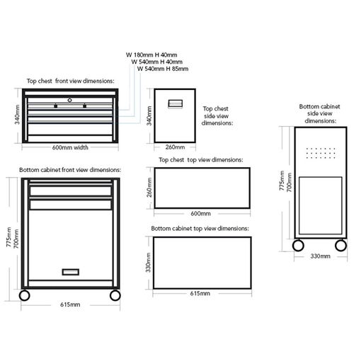 SGS Mechanics Large 8 Drawer Tool Chest & Roller Tool Cabinet, Hooks & Handle — image 4
