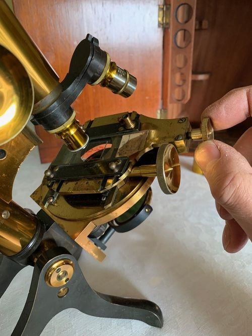 Antique Henry Crouch Histological Brass Microscope - circa 1887, Cased — image 16
