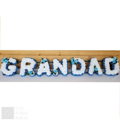 GRANDAD Funeral Flowers Artificial Tribute Wreath Silk Memorial Any 7 Letters