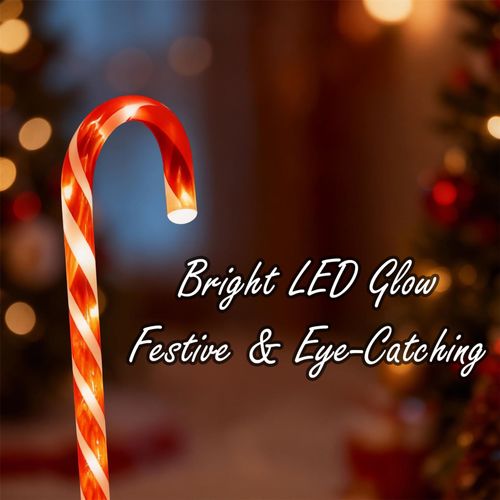 10pc Christmas Candy Cane Stakes Pathway Lights Multicolor 55cm Battery Operated — image 4