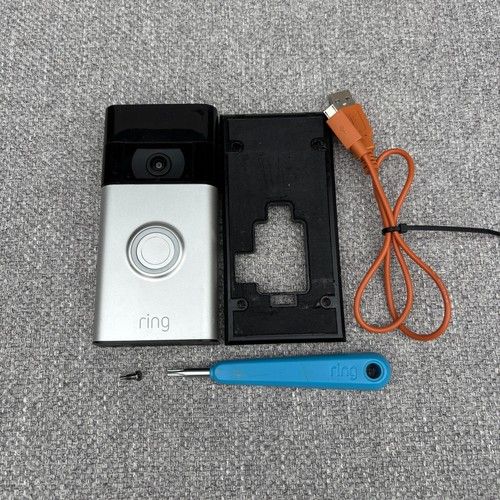 Ring Video Doorbell 2nd Generation 1080p WiFi Camera Silver + Mount & Cable