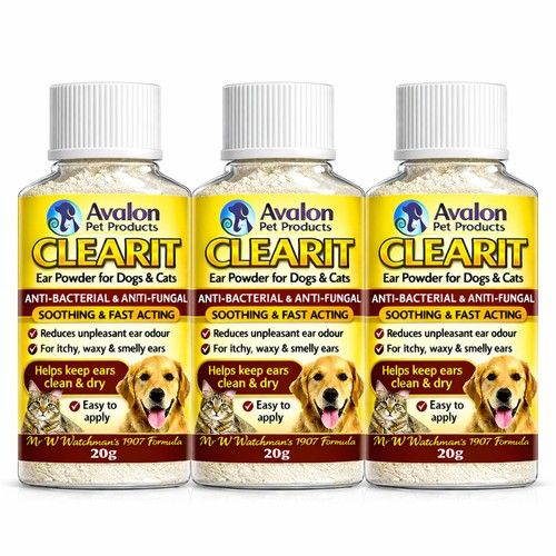 Clearit Traditional Dog/Cat/Pet Ear Powder Fast Acting & Super Effective 3 x 20g