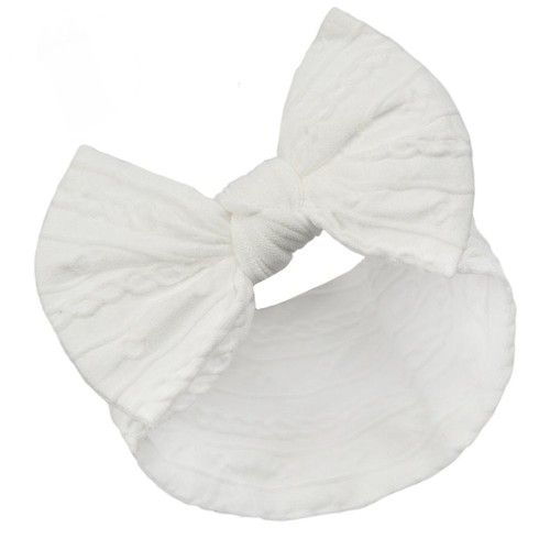 Baby Girls Cable Bow Knot Headband White Pink Lemon Soft Touch 0-12 Month Approx