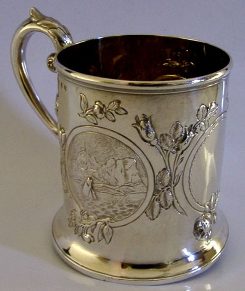 STUUNING SCOTTISH ANTIQUE SOLID STERLING SILVER TANKARD MUG 1885 VICTORIAN 132g