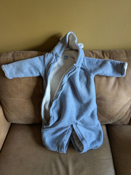 Gap Baby Winter Grey Fleece Outer All In One Koala Bear Jacket 3-6 Month Romper — image 1