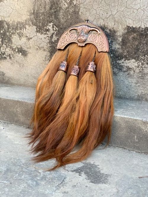 Scottish Goat Hair Fur Sporran 100% Original leather Three long Hair Tassels