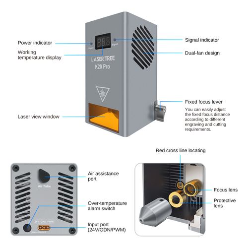 LASER TREE 20W Optical Power Laser Module Kit for Laser Engraver Head Tools — image 10